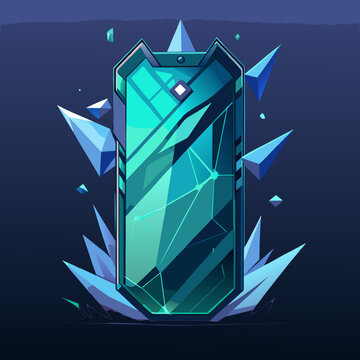 Futuristic crystal shield with geometric ice shards