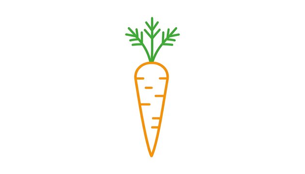 An orange carrot with green fronds depicted as a simple, minimalist vector illustration on a clean white background - Powered by Adobe