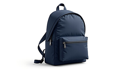Dark blue backpack isolated on white background for school travel or everyday use