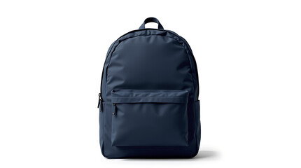 Isolated navy blue backpack on white background for school or travel