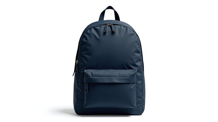 Navy blue backpack isolated on white background for school travel or everyday use