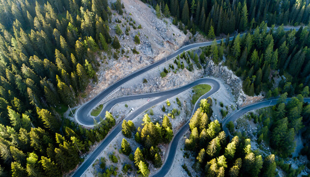 Winding Mountain Road Switchbacks