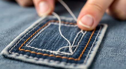 Sewing a denim patch