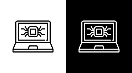Laptop White Icon Set Vector 