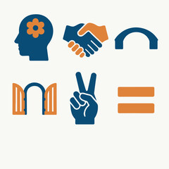 Obraz premium Teamwork, Communication and Partnership Concepts in Flat Icon Design