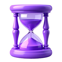 purple hourglass with sand 3d render icon in cartoon plastic style minimal isolated on white and transparent, background Remove png