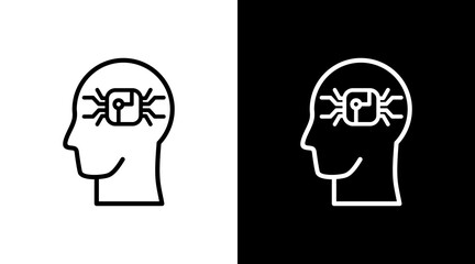 Artificial Intelligence White Icon Set Vector 