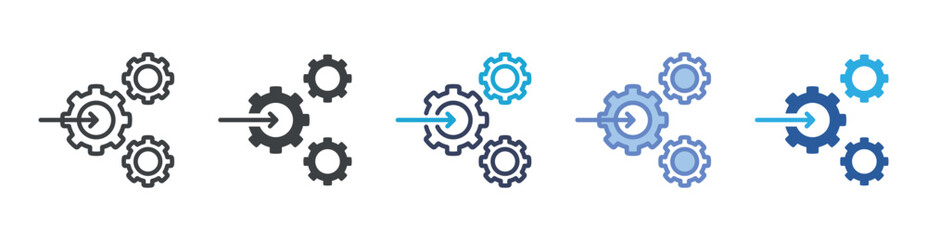 Process icon set multiple style collection