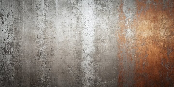 Abstract textured background with vertical streaks of metallic silver and warm rust orange hues