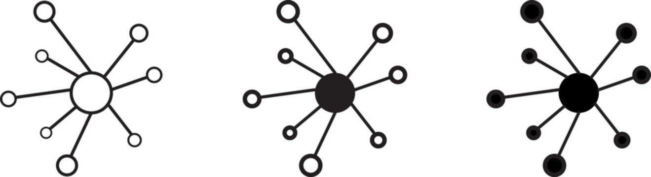 hub and spoke icon. network connection and central database vector icon set design for logo. Business networking icon doodle set. editable outline stroke vector eps
