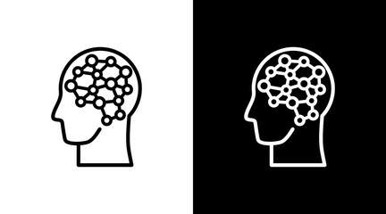 Artificial Intelligence White Icon Set Vector 