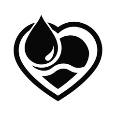 Liquid Drop Heart Icon Clean Water and Love Symbol