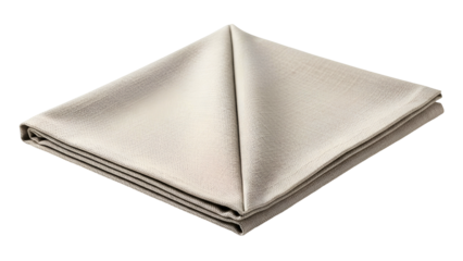 Folded linen napkin, folded neatly with a triangle, on black background