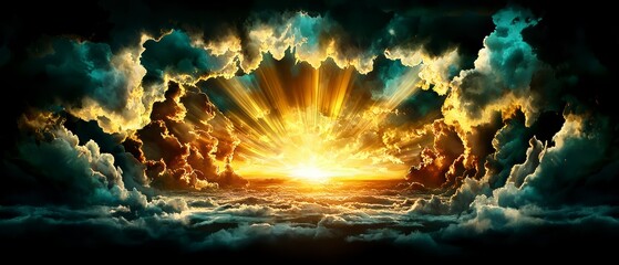 Dramatic sunrise over clouds sky landscape photography nature aerial view hopeful transition