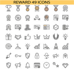 Reward Icons Collection – Minimalist Achievement, Trophy, Badge & Recognition Symbols