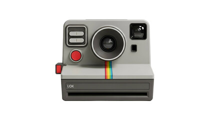 Realistic, detailed, and stylized rendering of a vintage instant photograph camera