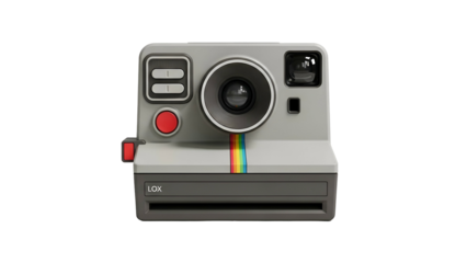 Realistic, detailed, and stylized rendering of a vintage instant photograph camera