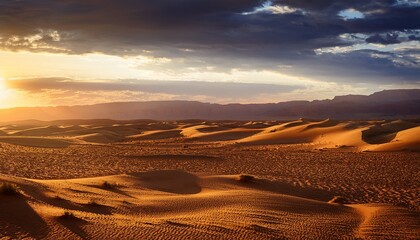 Fototapeta premium Dramatic Evening Light Casting Shadows Across A Desert Field