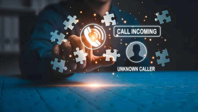 Incoming Call from Unknown Caller Conceptual Digital Puzzle Concept - Powered by Adobe
