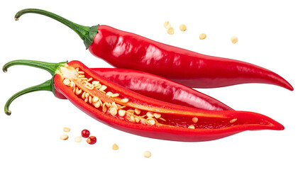 Ripe red hot chili peppers vegetable isolated on white transparent background Remove png