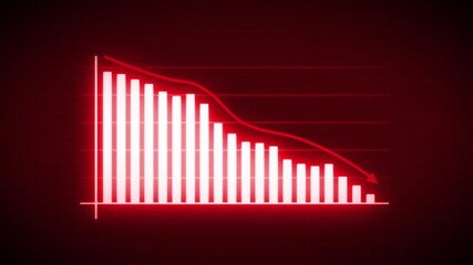 Business Bankrupt Failure Arrow Infographics
Animation of a business infographics with falling decreasing arrow and bar stats appearing, symbolizing failure and bankrupt, with red glitch and noise dig - Powered by Adobe