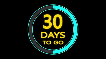 60 days to go, motion graphics running numbers counting days. minimal circle loader with 1 to 60 days to go progress. timer, countdown