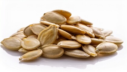 Obraz premium Pumpkin Seeds Isolated On White Background Close Up