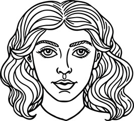 Woman's Face Line Art Illustration