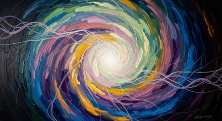 Vibrant Swirling Abstract Art with Energetic Light and Dynamic Colors.