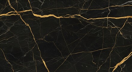 Elegant black marble texture with striking gold veins creates a dramatic and luxurious backdrop.