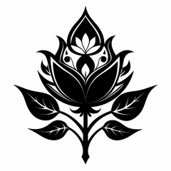 Fantasy Flora clean black silhouette design white background