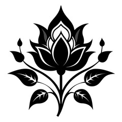 Fantasy Flora clean black silhouette design white background