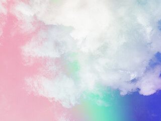 Fototapeta premium beauty sweet pastel pink and blue colorful with fluffy clouds on sky. multi color rainbow image. abstract fantasy growing light