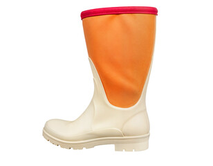 Waterproof Orange and Cream Rain Boot with Red Trim