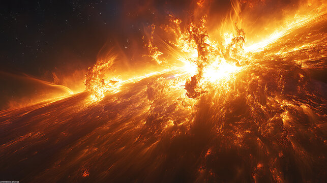 Vivid eruption of coronal mass ejection pushing energetic particles outward 