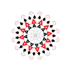 Intricate Red Black and White Geometric Mandala Design .