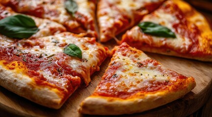 Sliced pizza on a wooden board (8)