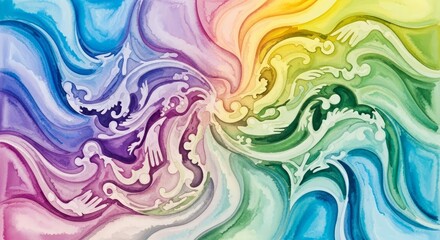 Fototapeta premium Vibrant Swirling Abstract Art with Rainbow Colors and Ornate Details.