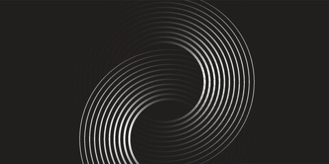 Abstract grey and red circle line vector on dark background. Modern simple overlap circle lines texture creative design.