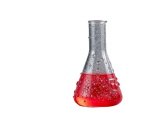 Realistic Erlenmeyer Flask with Red Chemical Solution