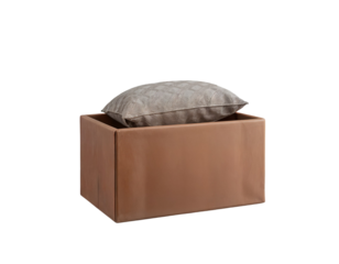 Brown Ottoman with Cushion on Transparent Background