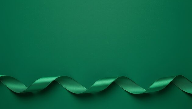 Green ribbon curving across a plain green background