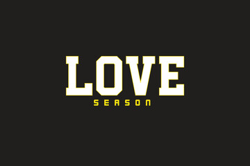 Love Season Black Background Text Design. Valentine's Tex Design Vector For Print.