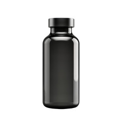 Black Opaque Glass Vial with Cap on Transparent Background