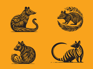 Numbat  group   line art silhouette 