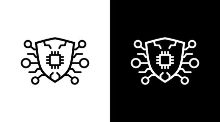 Cybersecurity White Icon Set Vector 