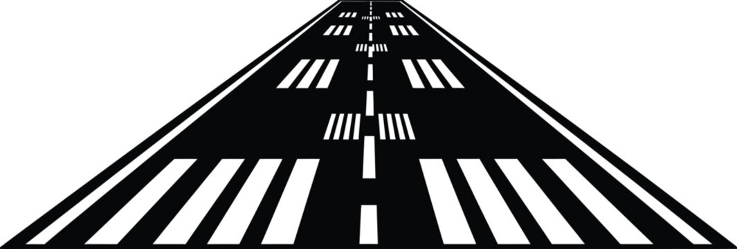Runway illustration aerial view of an airport runway with markings