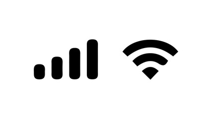 Cell signal and wifi indicator showing full bars representing strong connection status on white background perfect for tech concept