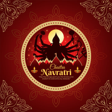 Vector illustration of Chaitra Navratri social media template