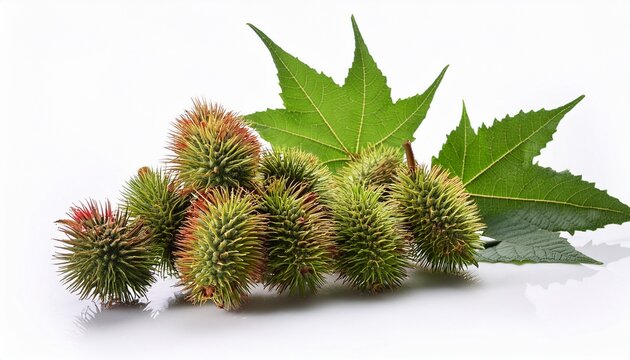 Castor Oil Plant On White Background